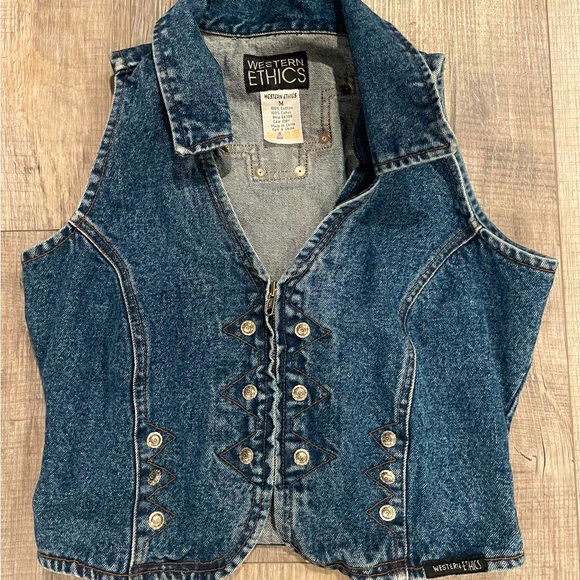 Tops Vintage Western Ethics Denim Vest Poshmark